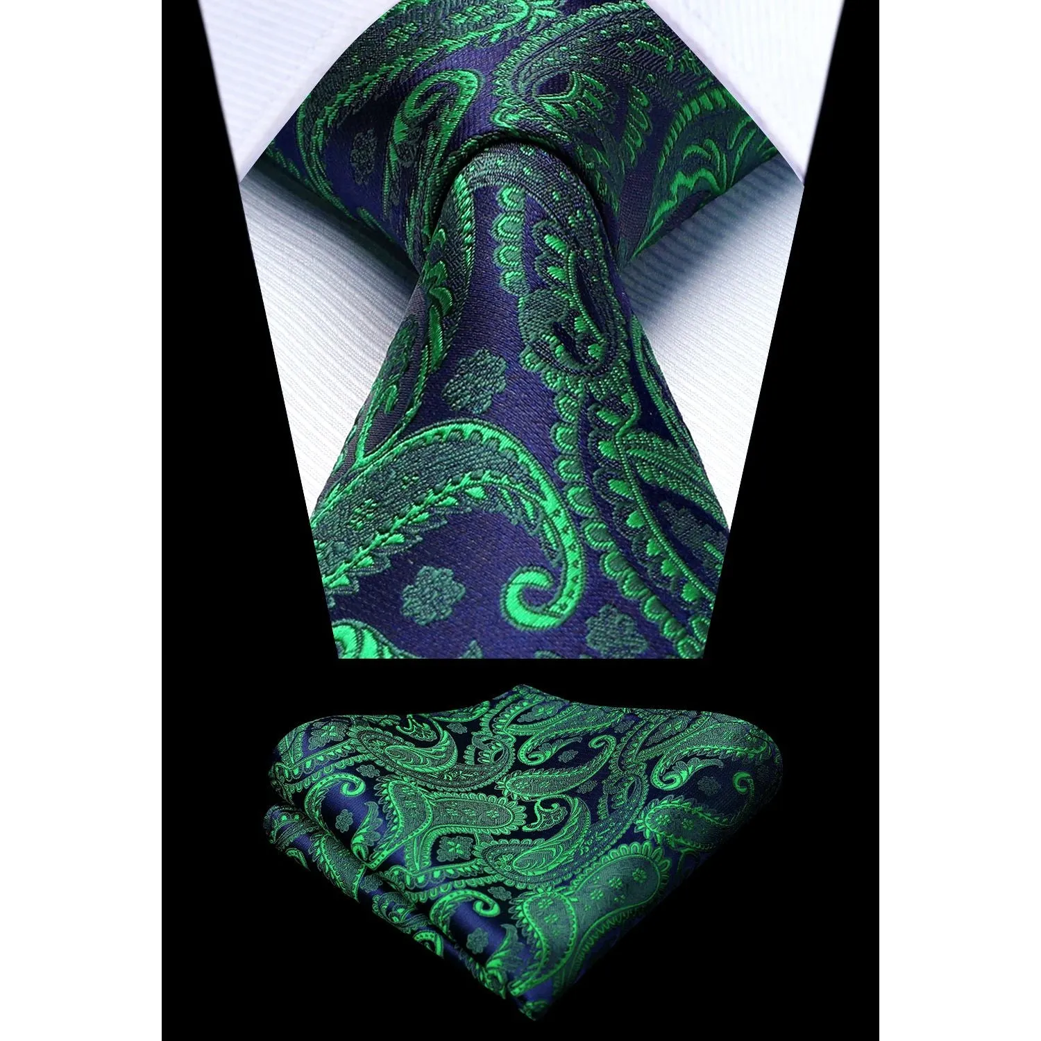 Paisley Suit Vest Tie Handkerchief Set - GREEN/PURPLE