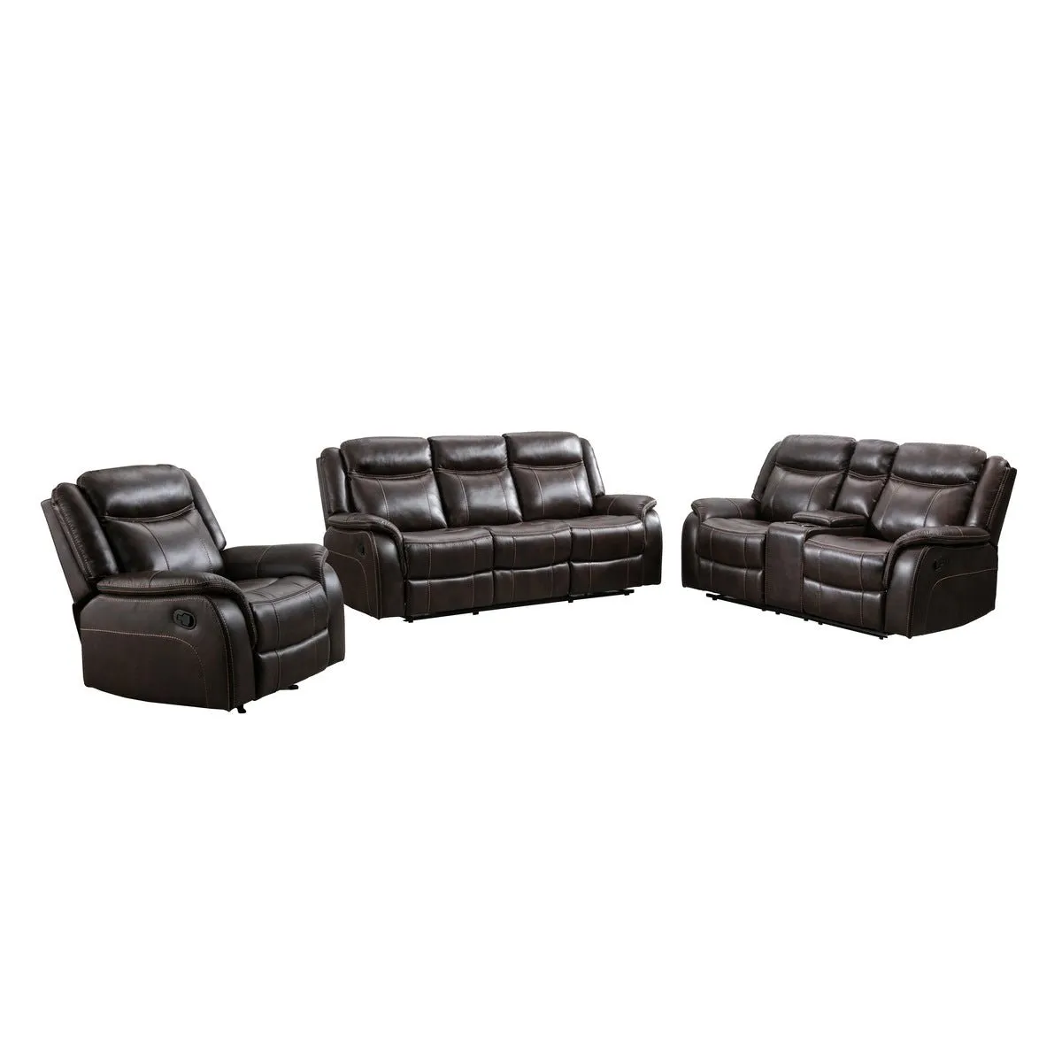 Paxton Brown Reclining Loveseat with Console