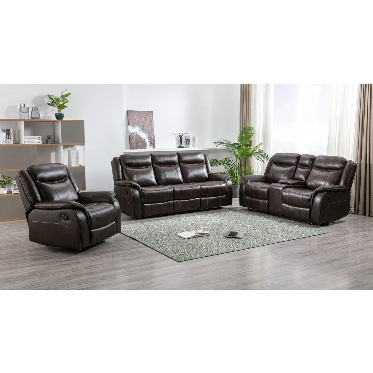 Paxton Brown Reclining Loveseat with Console