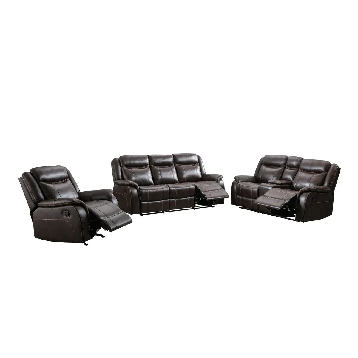 Paxton Brown Reclining Loveseat with Console