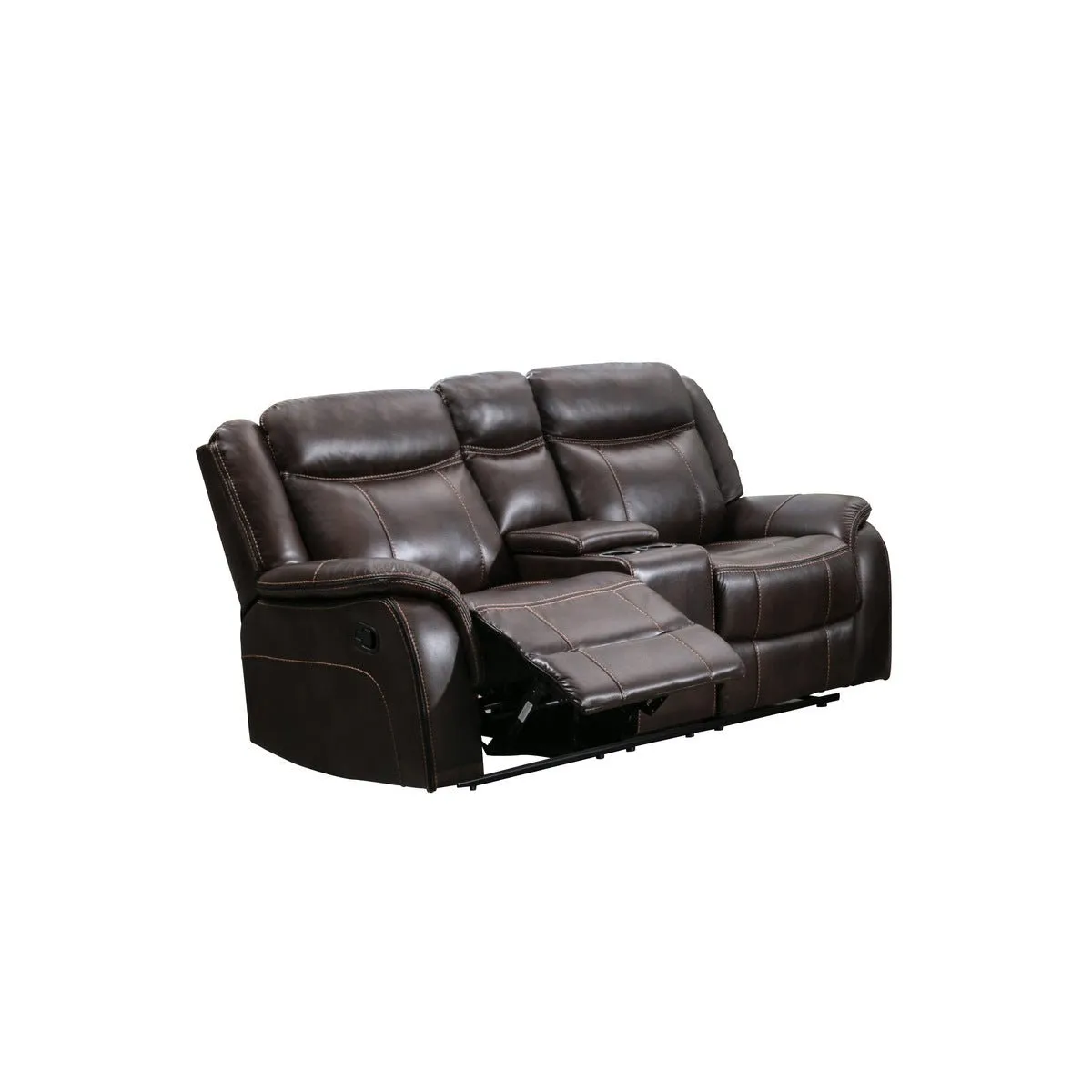 Paxton Brown Reclining Loveseat with Console