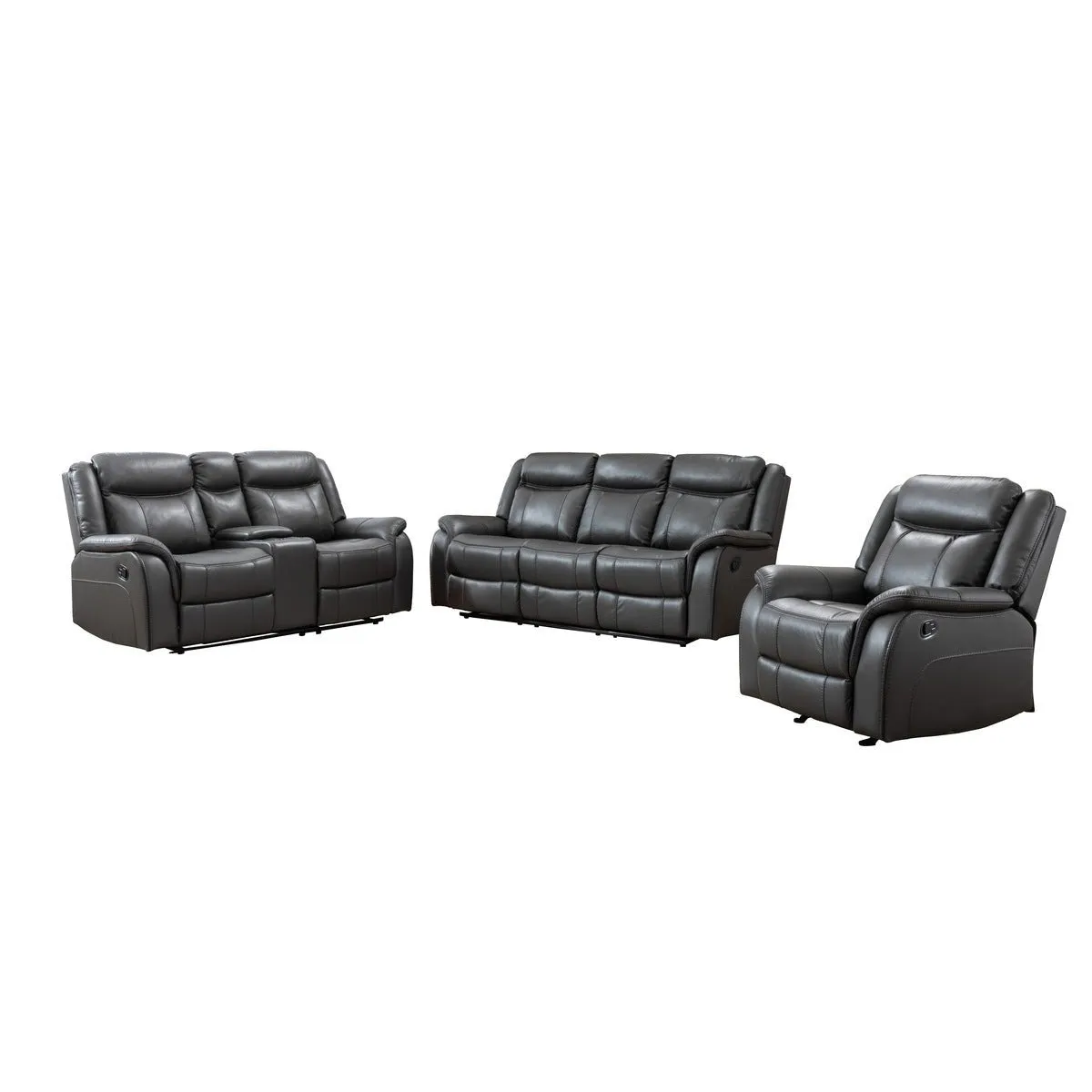 Paxton Grey Reclining Loveseat with Center Console