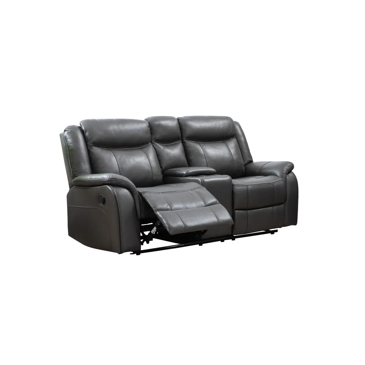 Paxton Grey Reclining Loveseat with Center Console