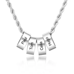 Personalized Stainless Steel Twisted Chain for men- 2-5 Custom Name Engraving Beads with the Chain for Dad  - Father's Day Gift