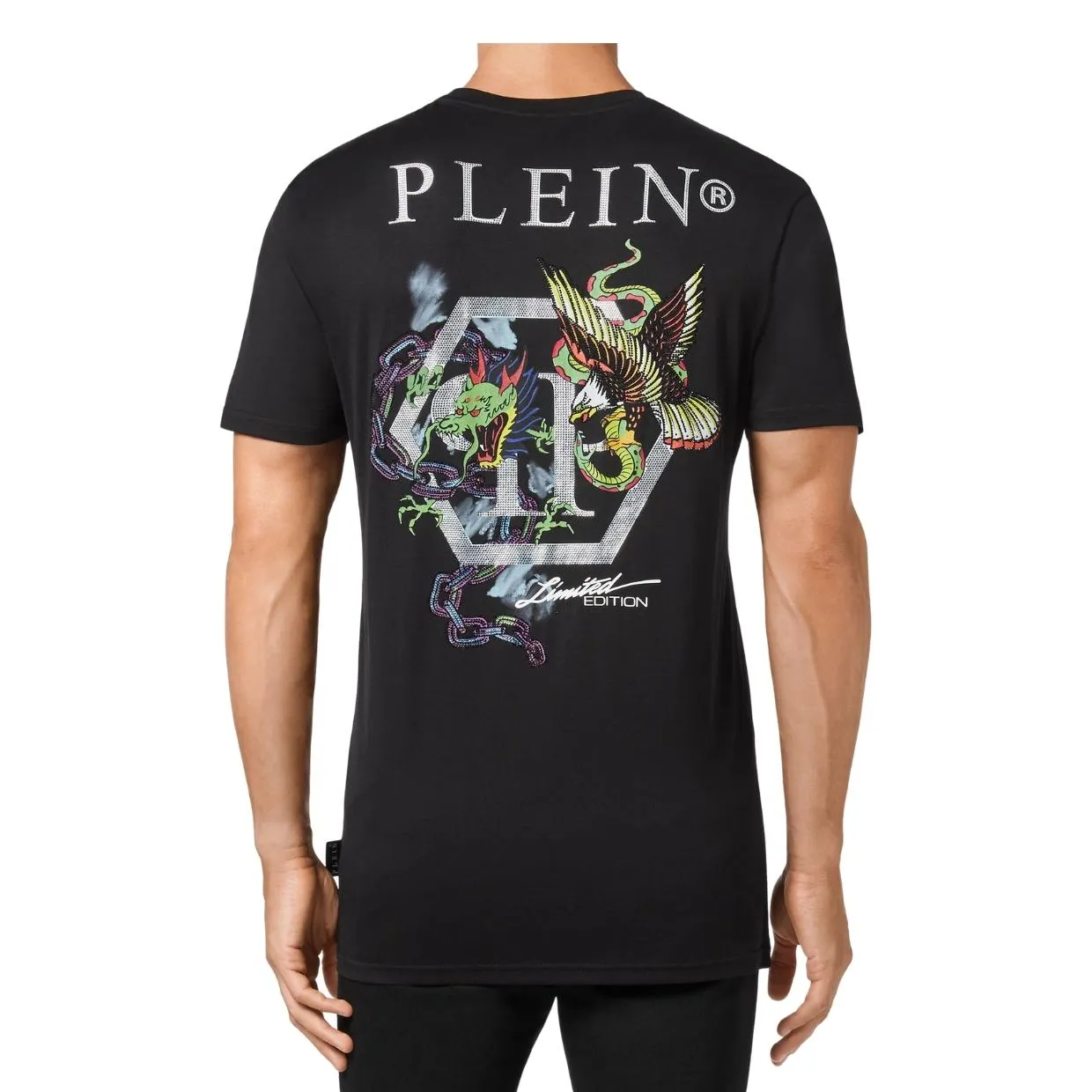 Philipp Plein Black SS Stones Gothic Plein T-Shirt