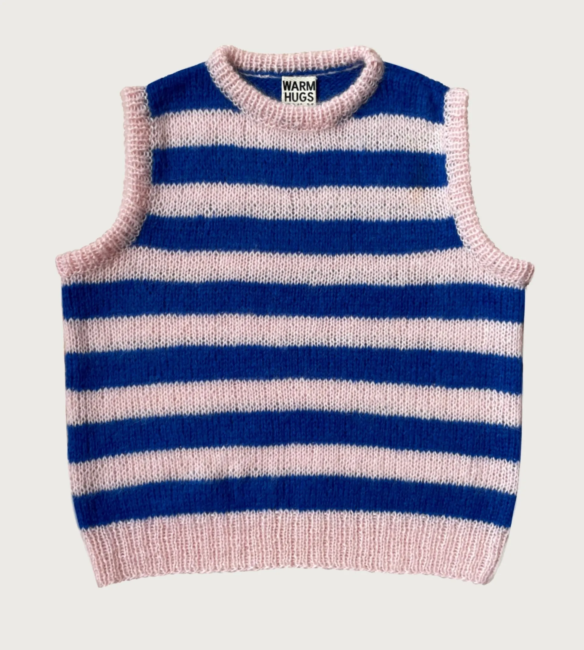 Pink Hand-knitted Mohair striped vest