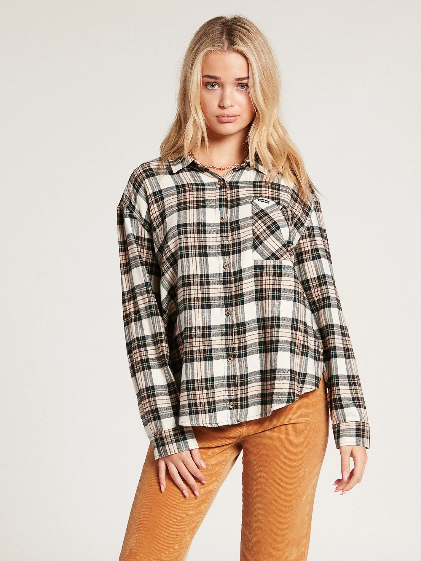 Plaid to Meet U Long Sleeve Flannel - Mushroom