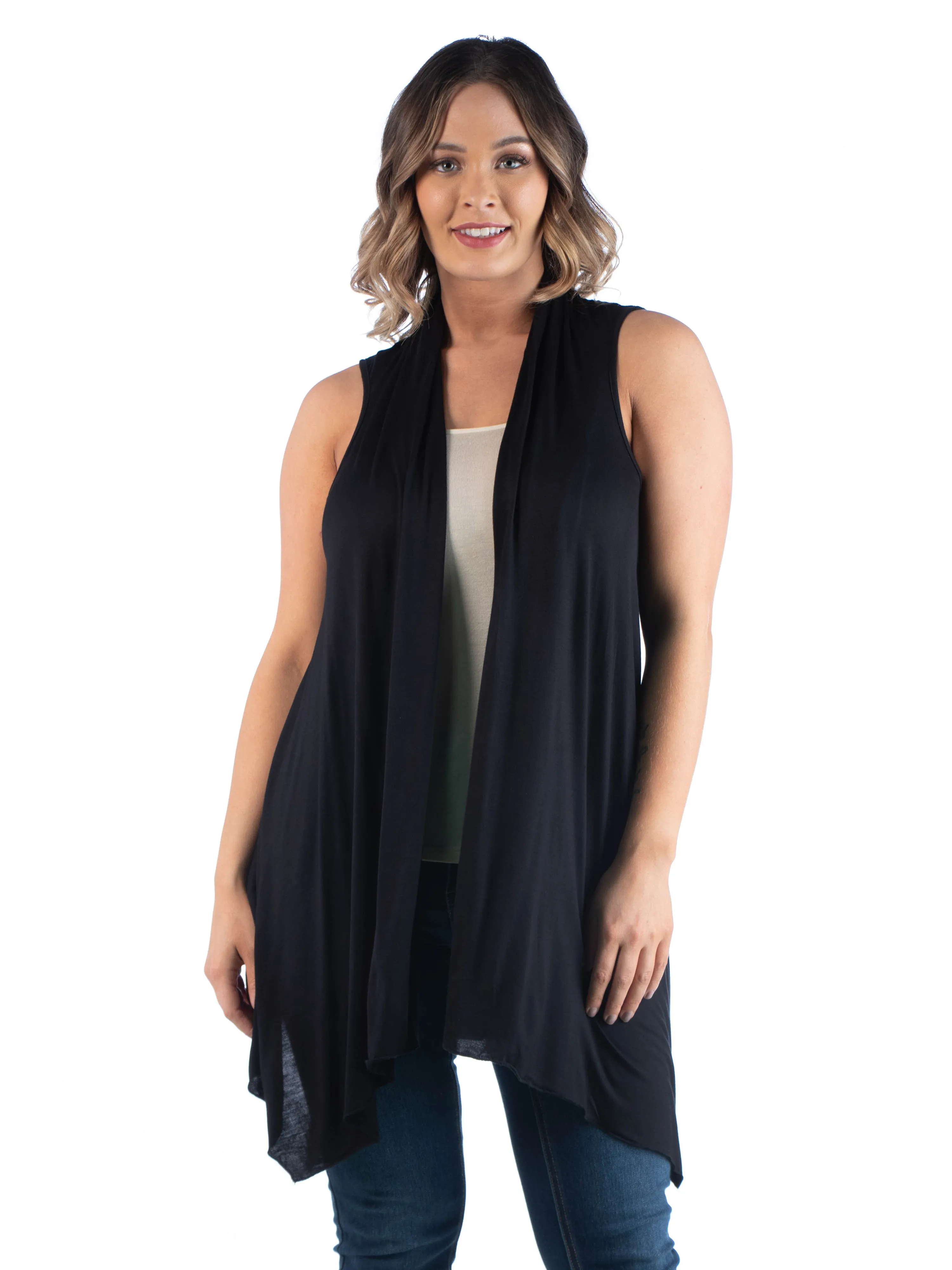 Plus Size Asymmetric Open Front Cardigan