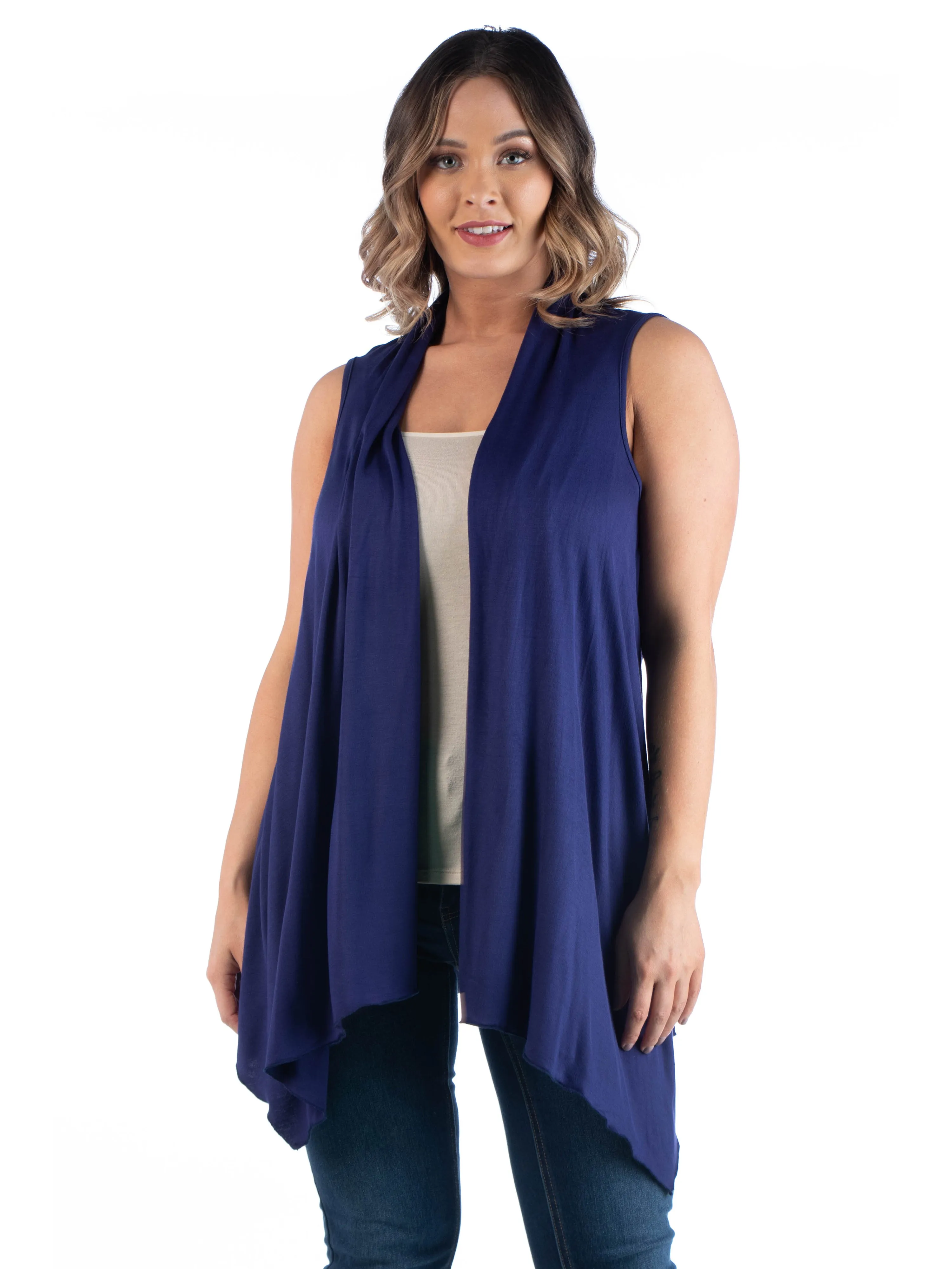 Plus Size Asymmetric Open Front Cardigan