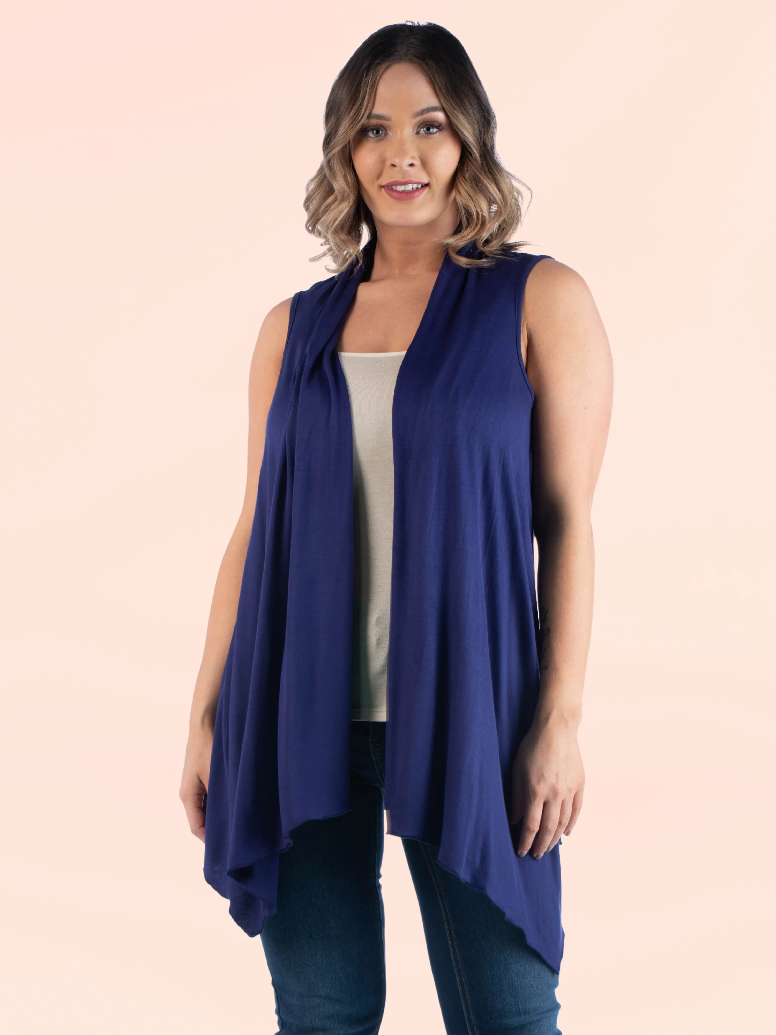 Plus Size Asymmetric Open Front Cardigan