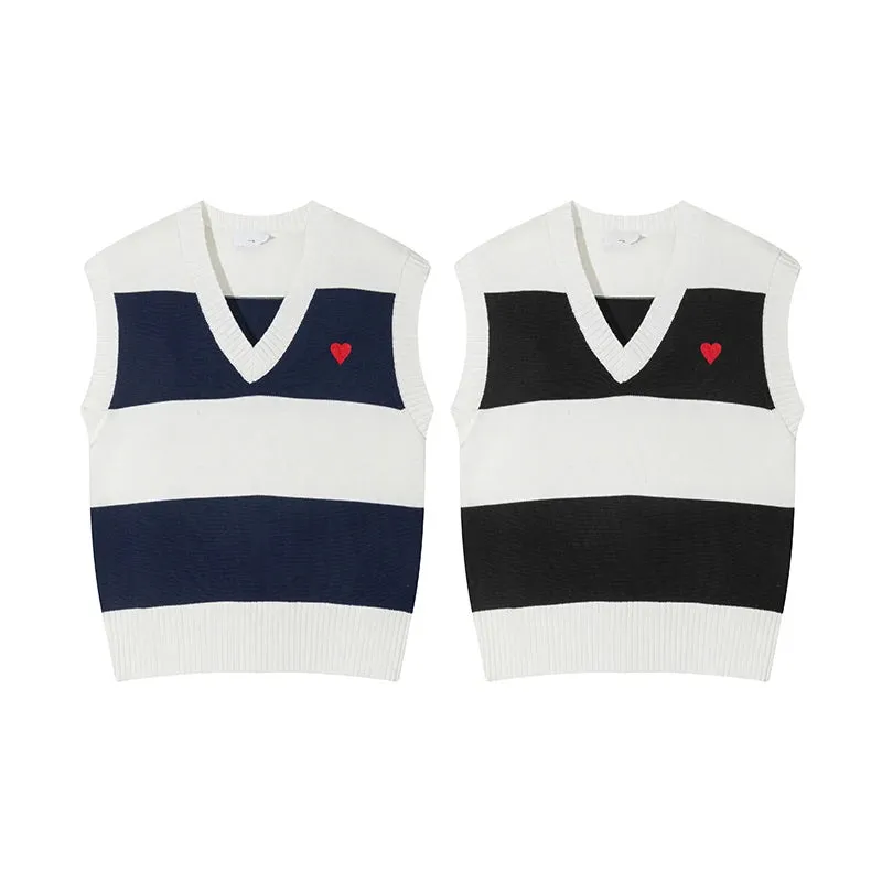 Pre Order:  Heart Knitted Stripe Vest