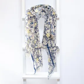 'Primrose' Cotton Hand-embroidered Scarf