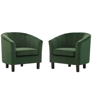 Prospect Channel Tufted Performance Velvet Armchair Set of 2 Emerald EEI-4150-EME