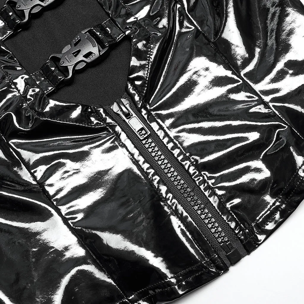 Punk Sexy Hollow Out Bright Patent Leather Vest