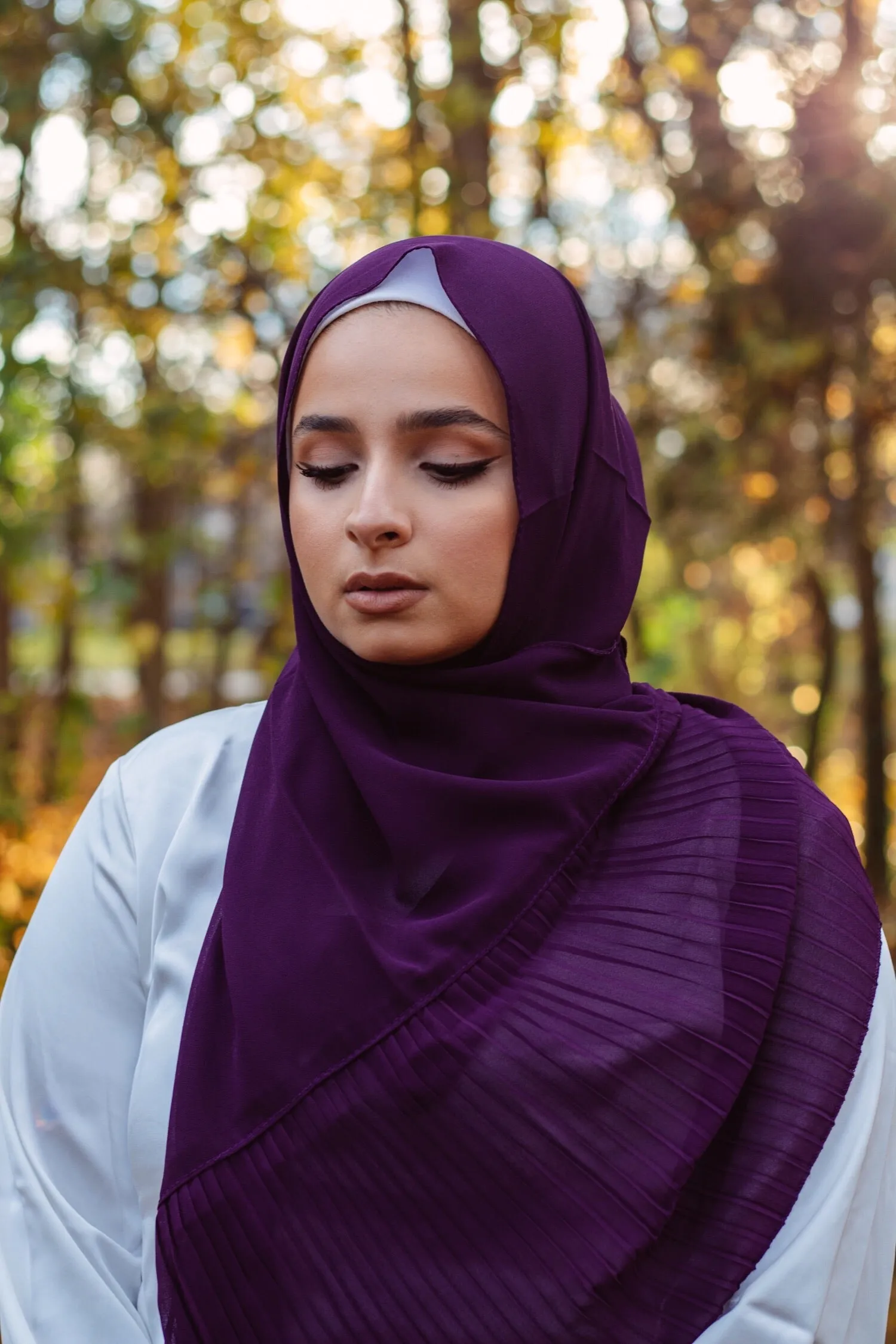 Purple crinkled chiffon scarf