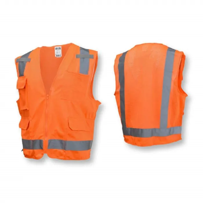 Radians SV7O Surveyor Type R Class 2 Safety Vest, Hi-Vis Orange, 1 Each