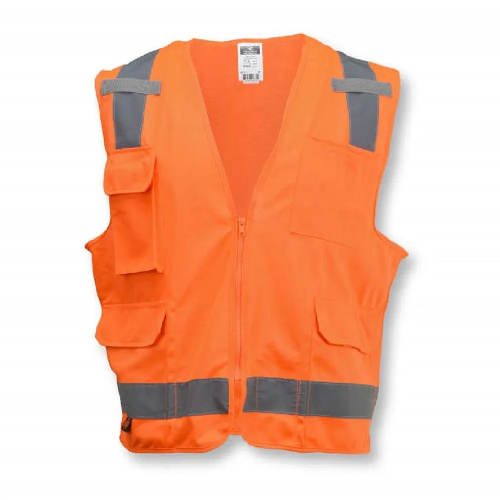 Radians SV7O Surveyor Type R Class 2 Safety Vest, Hi-Vis Orange, 1 Each