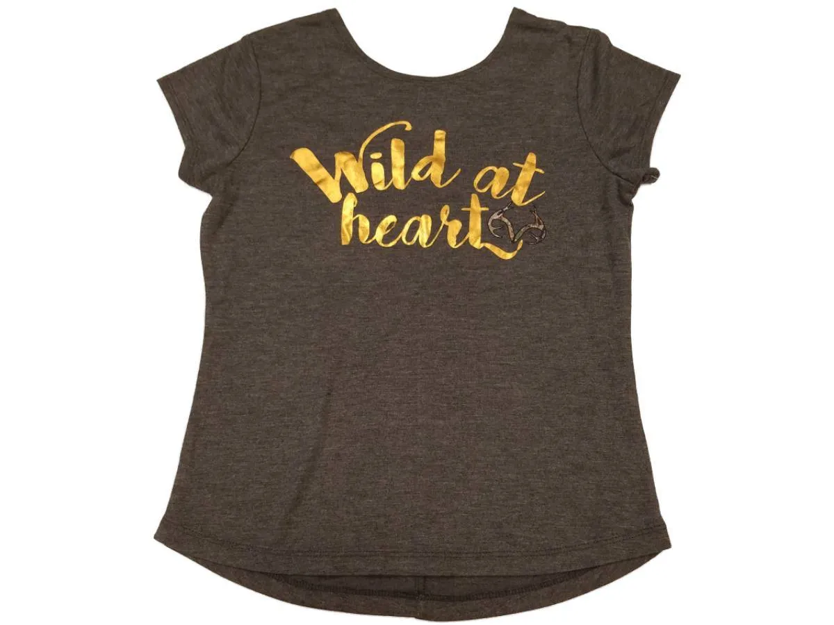 Realtree Camouflage GIRLS "Wild at Heart" Metallic Logo Ultra Soft T-Shirt (M)