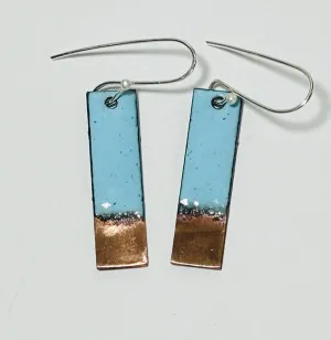 Rectangle Enamel Earrings (Sky Blue-Copper Tip) JM65