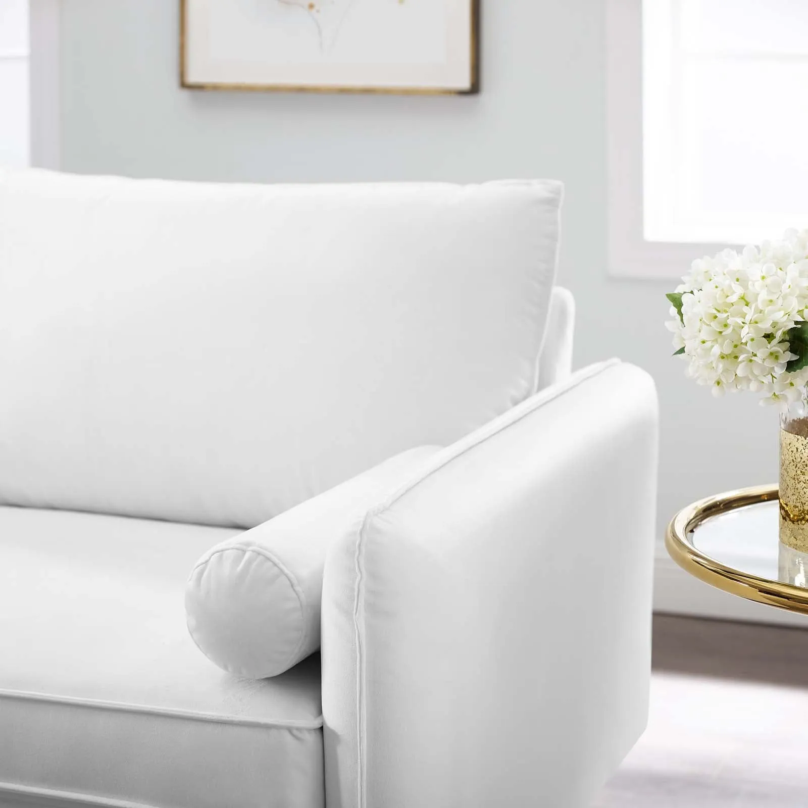 Revive Performance Velvet Sofa White EEI-3988-WHI