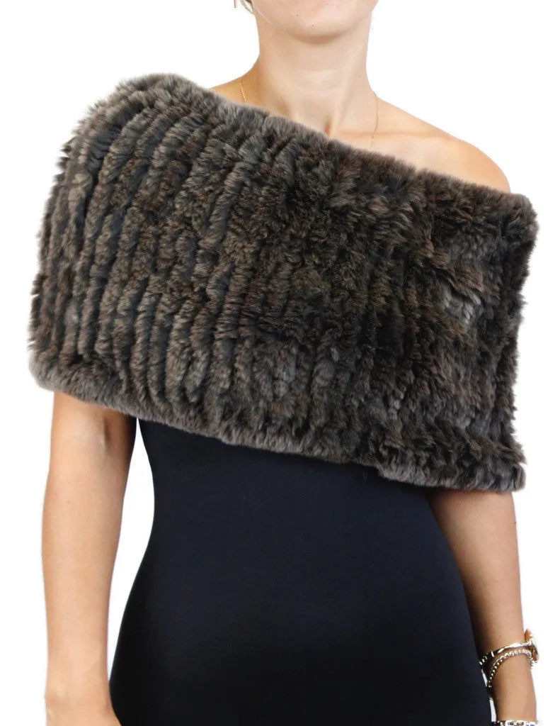 REX RABBIT FUR COWL NECK CIRCULAR STRETCH SCARF