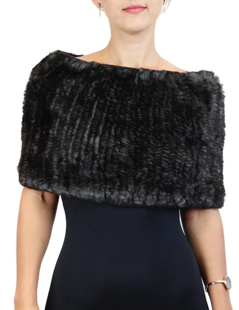 REX RABBIT FUR COWL NECK CIRCULAR STRETCH SCARF