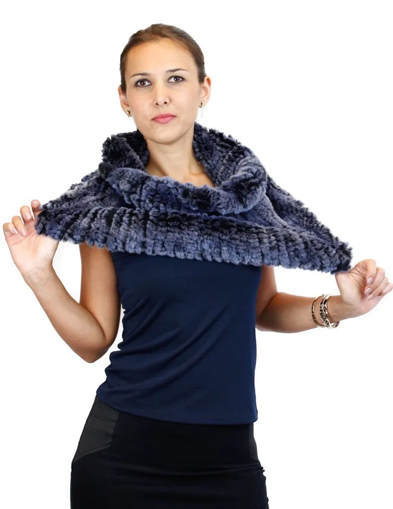 REX RABBIT FUR COWL NECK CIRCULAR STRETCH SCARF