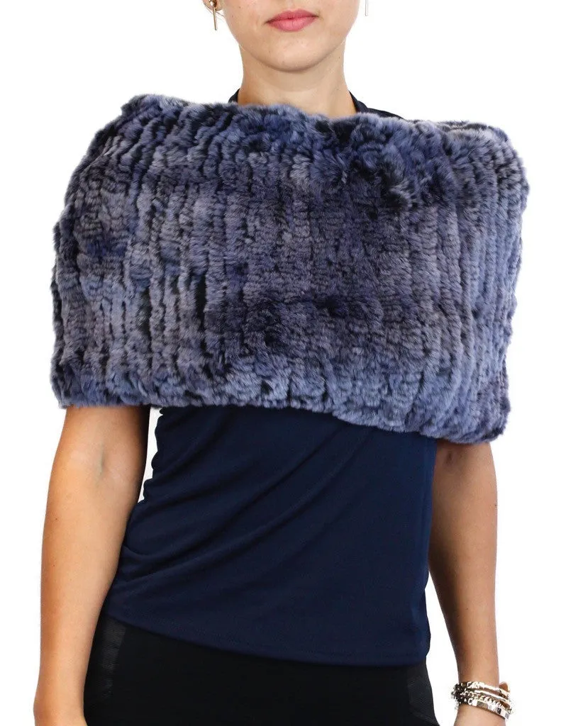 REX RABBIT FUR COWL NECK CIRCULAR STRETCH SCARF