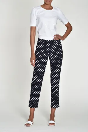 Robell Bella Polka Dot Stretch Trousers . Black/White or Beige/White 51560 54570