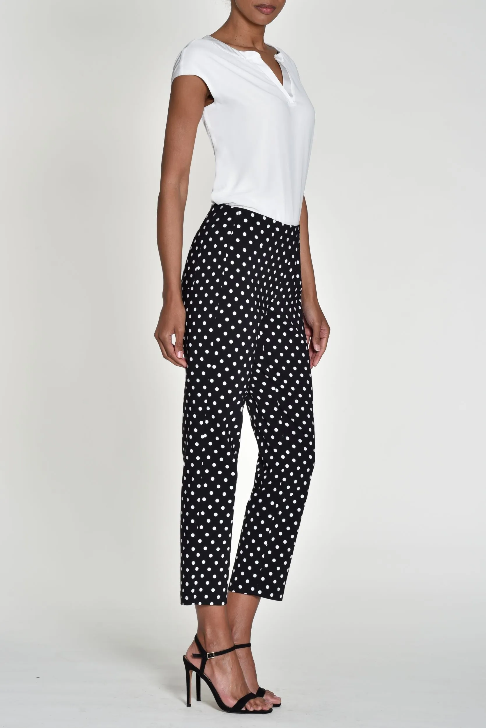 Robell Bella Polka Dot Stretch Trousers . Black/White or Beige/White 51560 54570