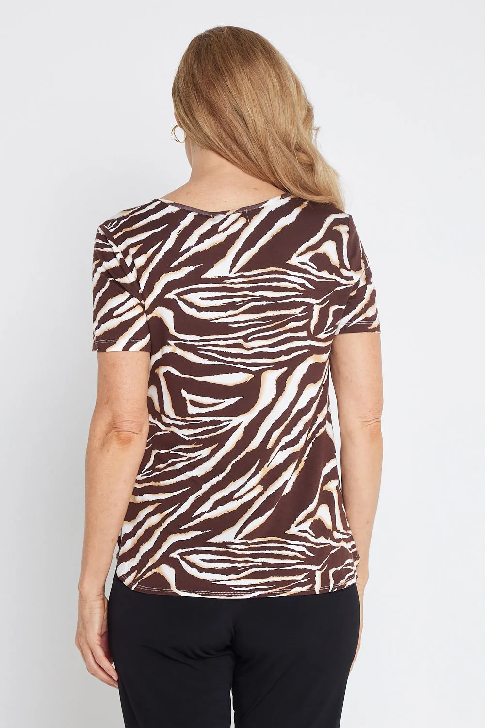 Rori Tee - Choc/Gold Zebra