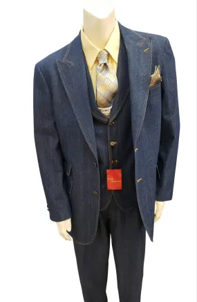 Royal Diamond Three Piece Denim Suit