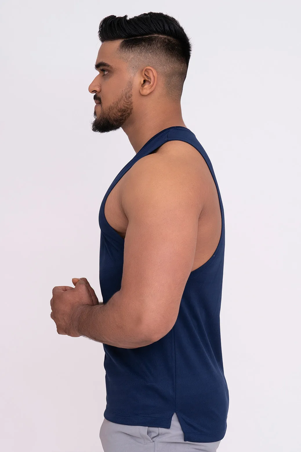 Rudestyle Deep Cut Gym Vest - Navy