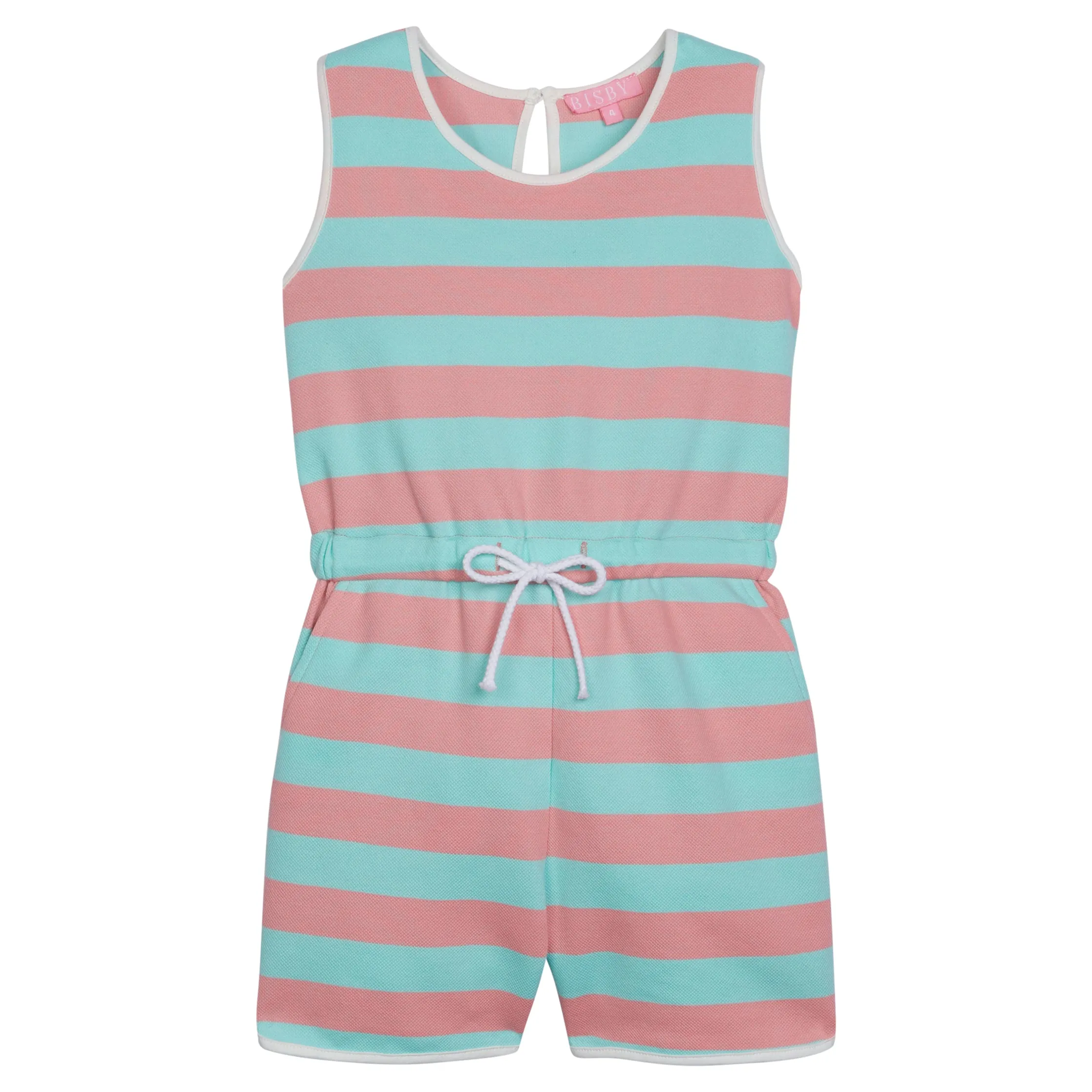 Rugby Romper- Salmon & Aqua Stripe