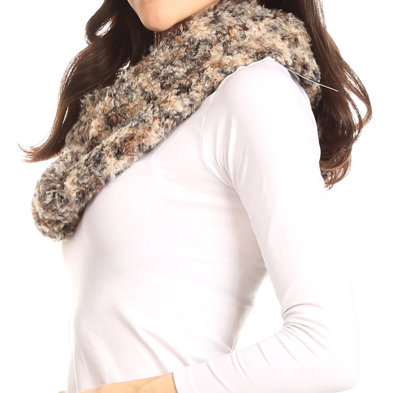 Sakkas Abhy Soft Fall Winter Furry Infinity Wrap Scarf