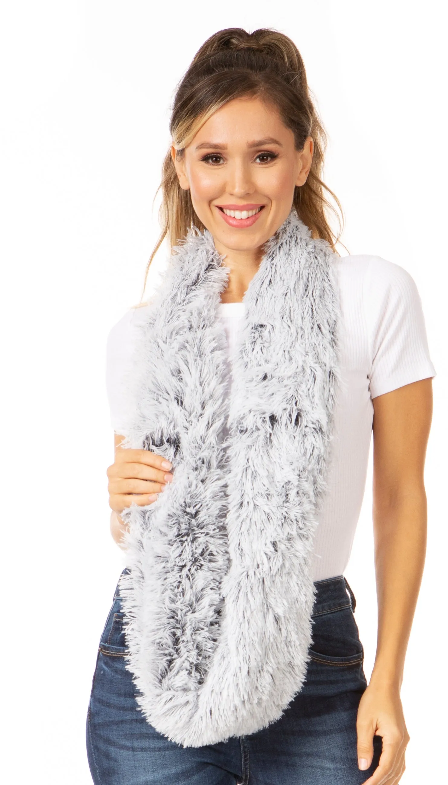 Sakkas Abhy Soft Fall Winter Furry Infinity Wrap Scarf