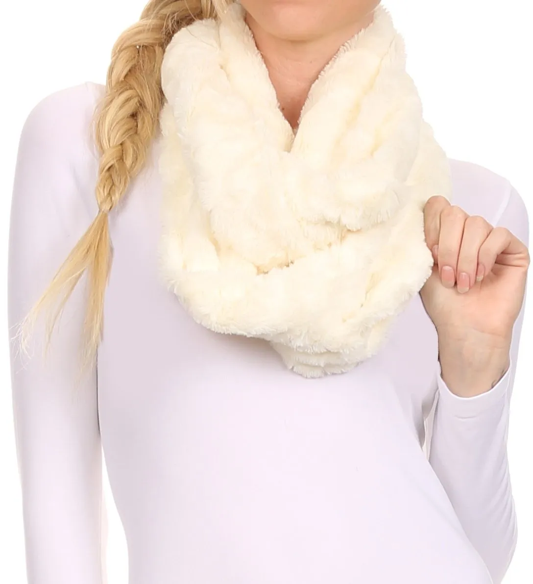 Sakkas Abhy Soft Fall Winter Furry Infinity Wrap Scarf