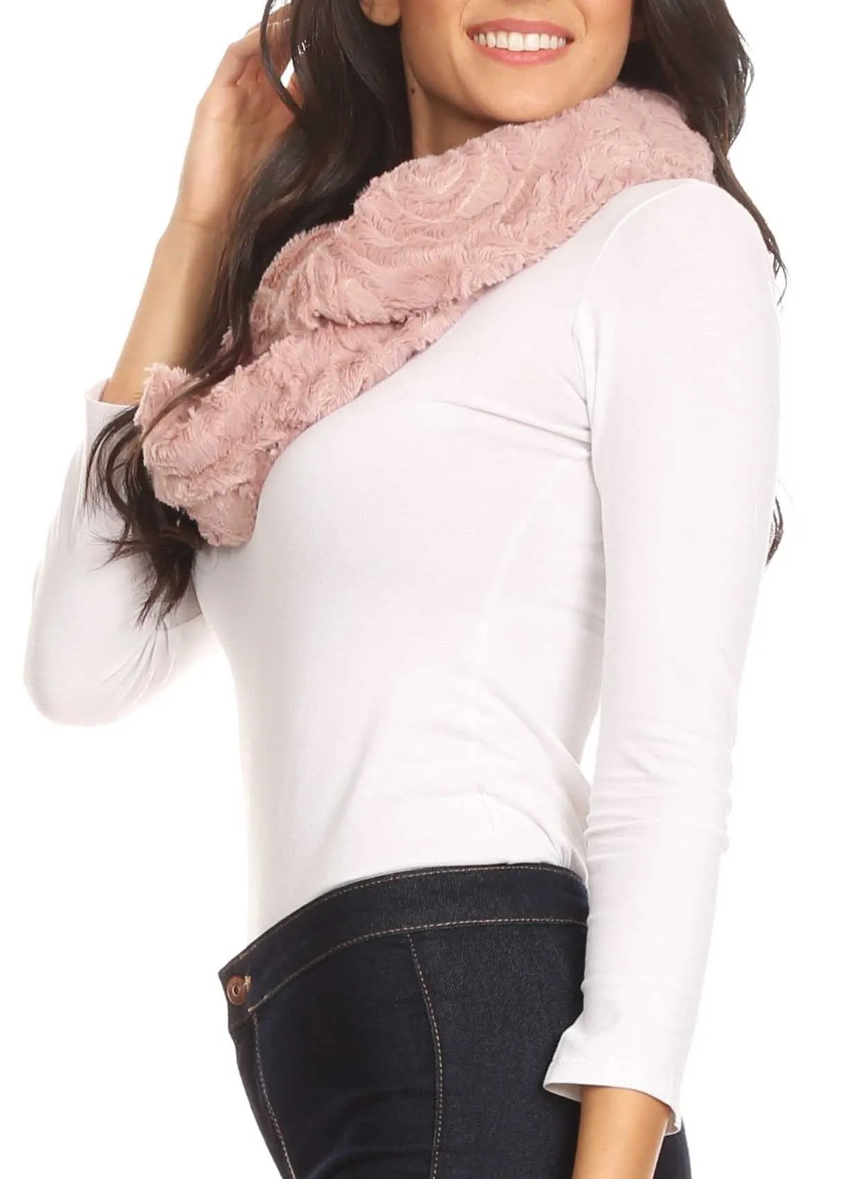 Sakkas Abhy Soft Fall Winter Furry Infinity Wrap Scarf