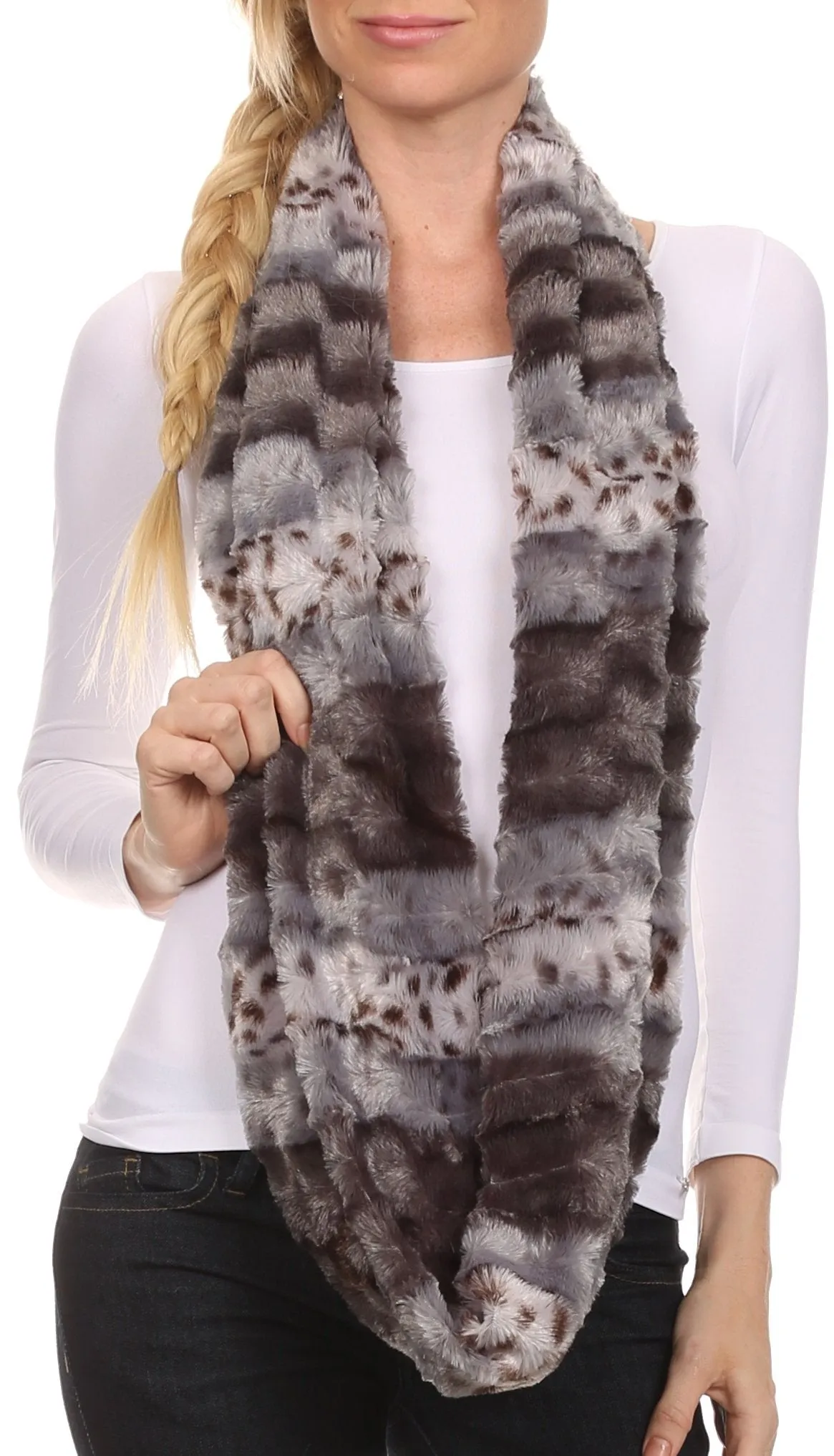 Sakkas Abhy Soft Fall Winter Furry Infinity Wrap Scarf