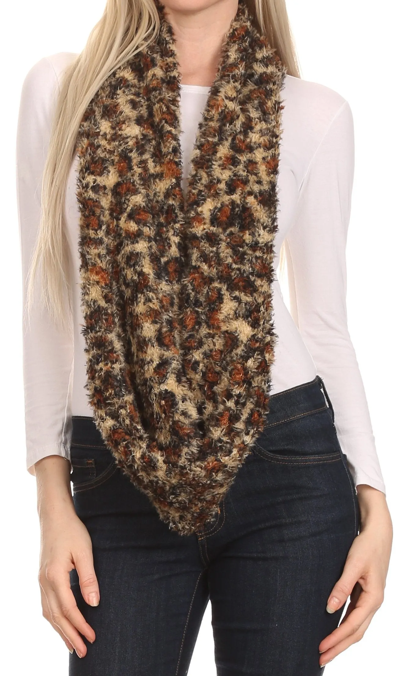 Sakkas Abhy Soft Fall Winter Furry Infinity Wrap Scarf