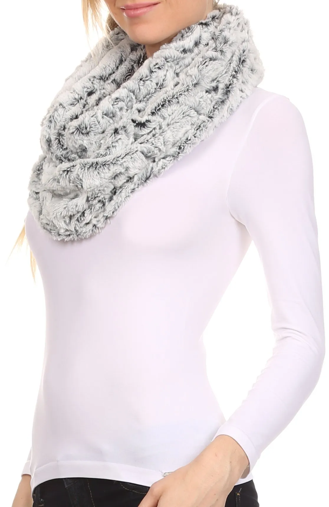 Sakkas Abhy Soft Fall Winter Furry Infinity Wrap Scarf