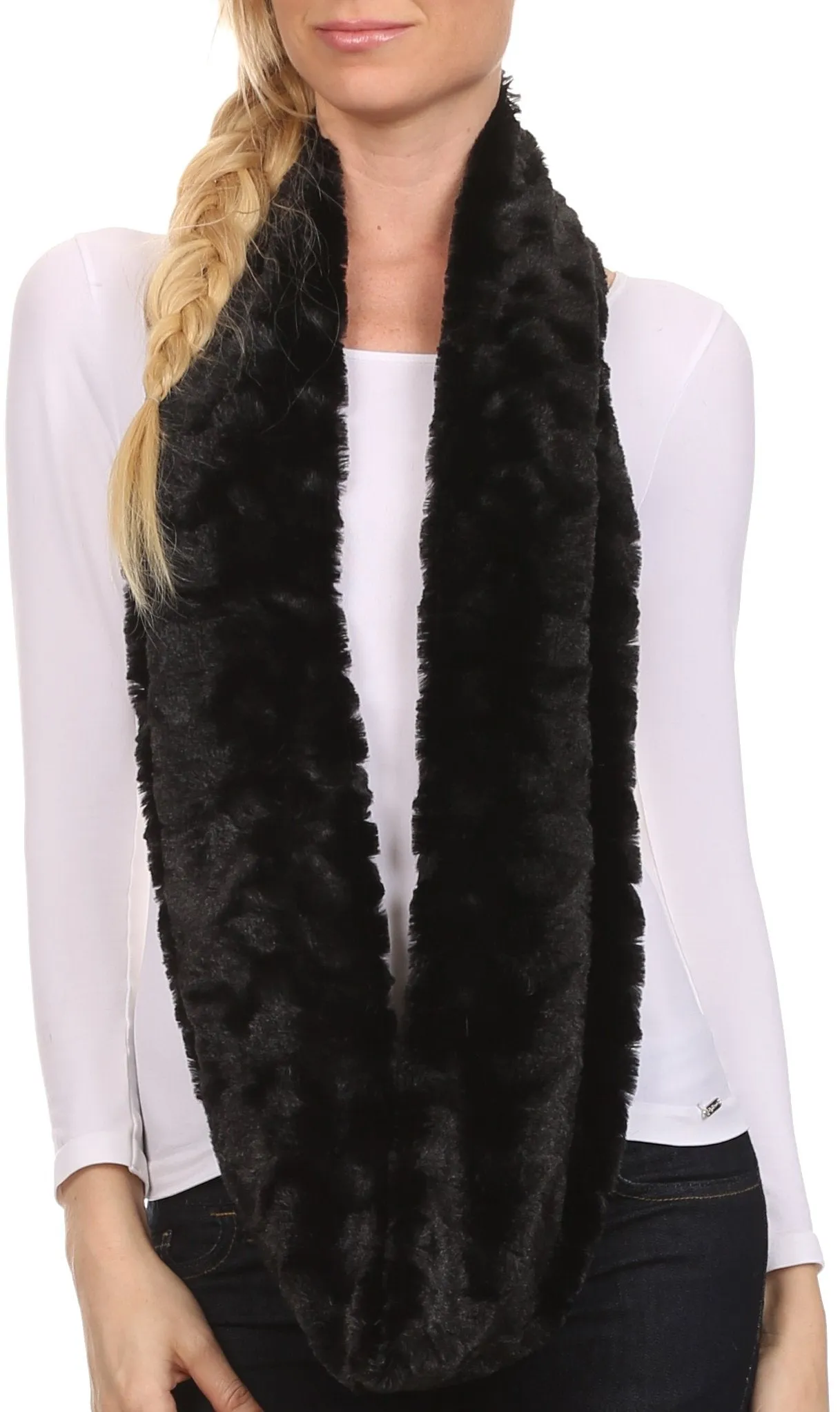 Sakkas Abhy Soft Fall Winter Furry Infinity Wrap Scarf