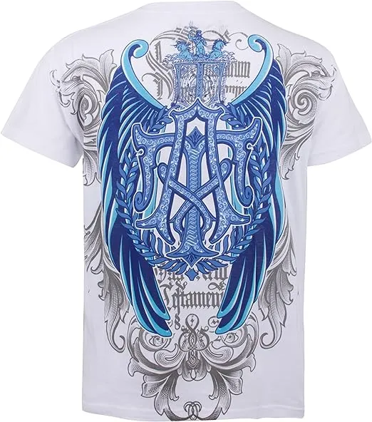 Sakkas Metallic Blue Eagle Short Sleeve Crew Neck Cotton Mens Fashion T-Shirt