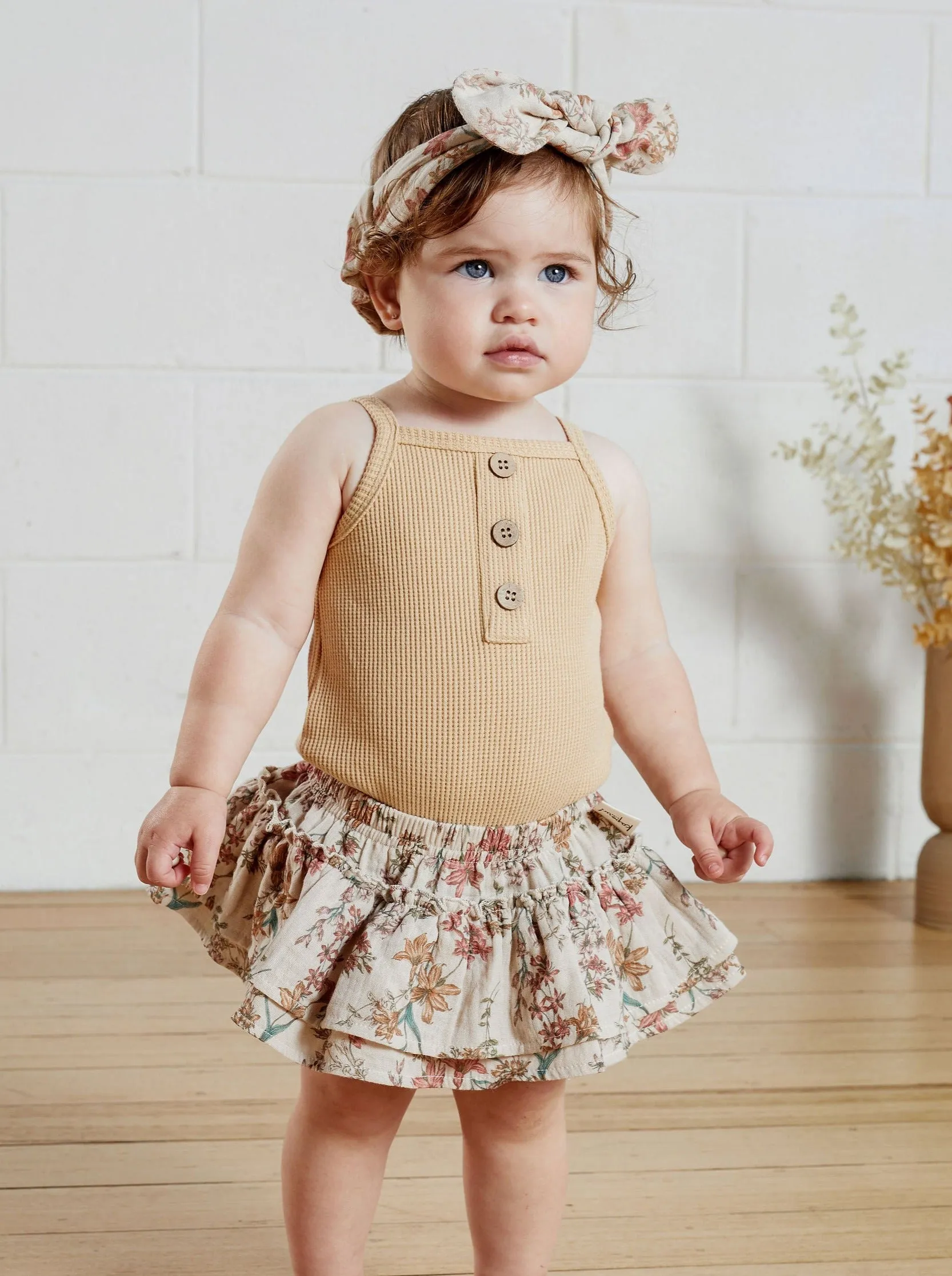 Sand Waffle Singlet Bodysuit