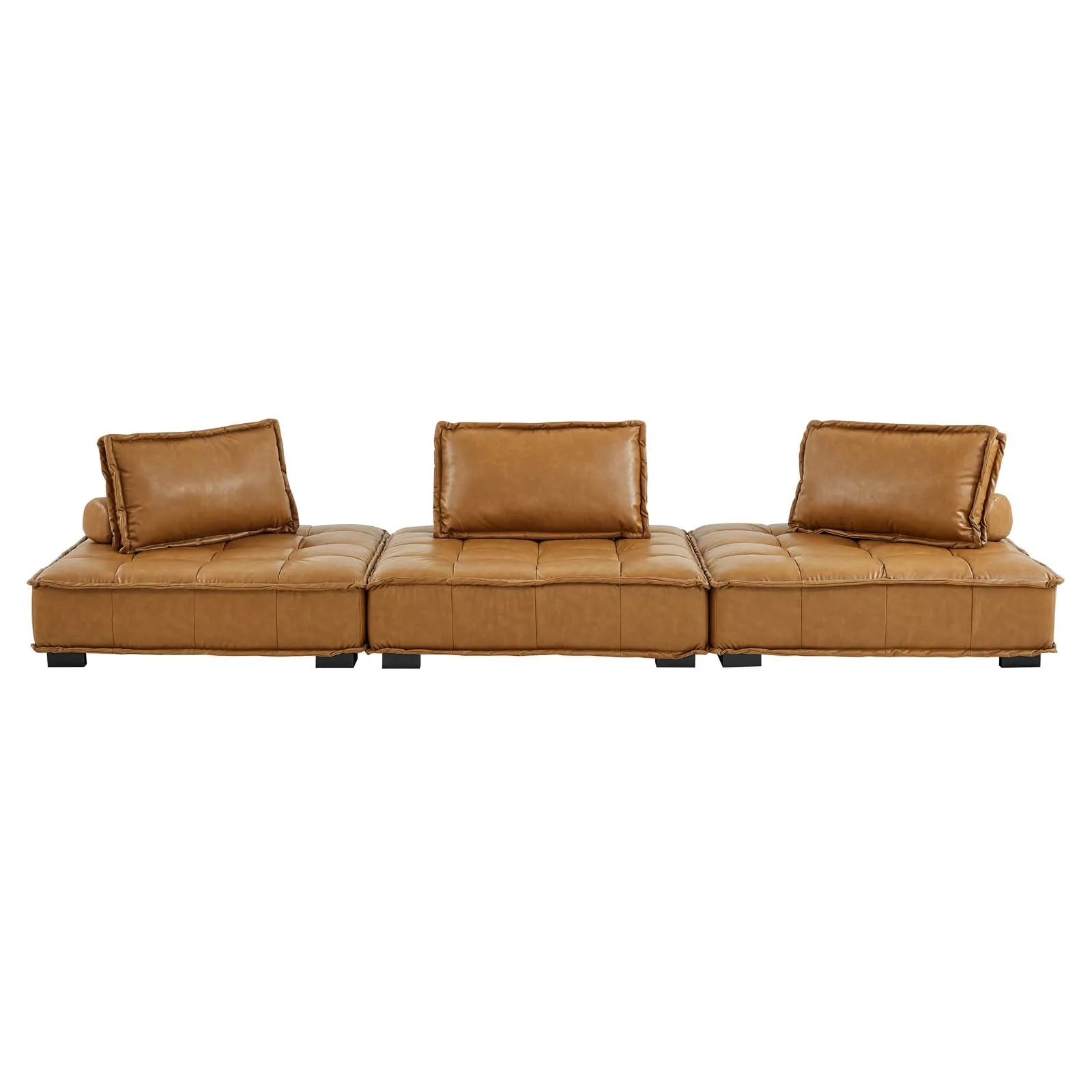 Saunter Tufted Vegan Leather Vegan Leather 3-Piece Sofa Tan EEI-5207-TAN