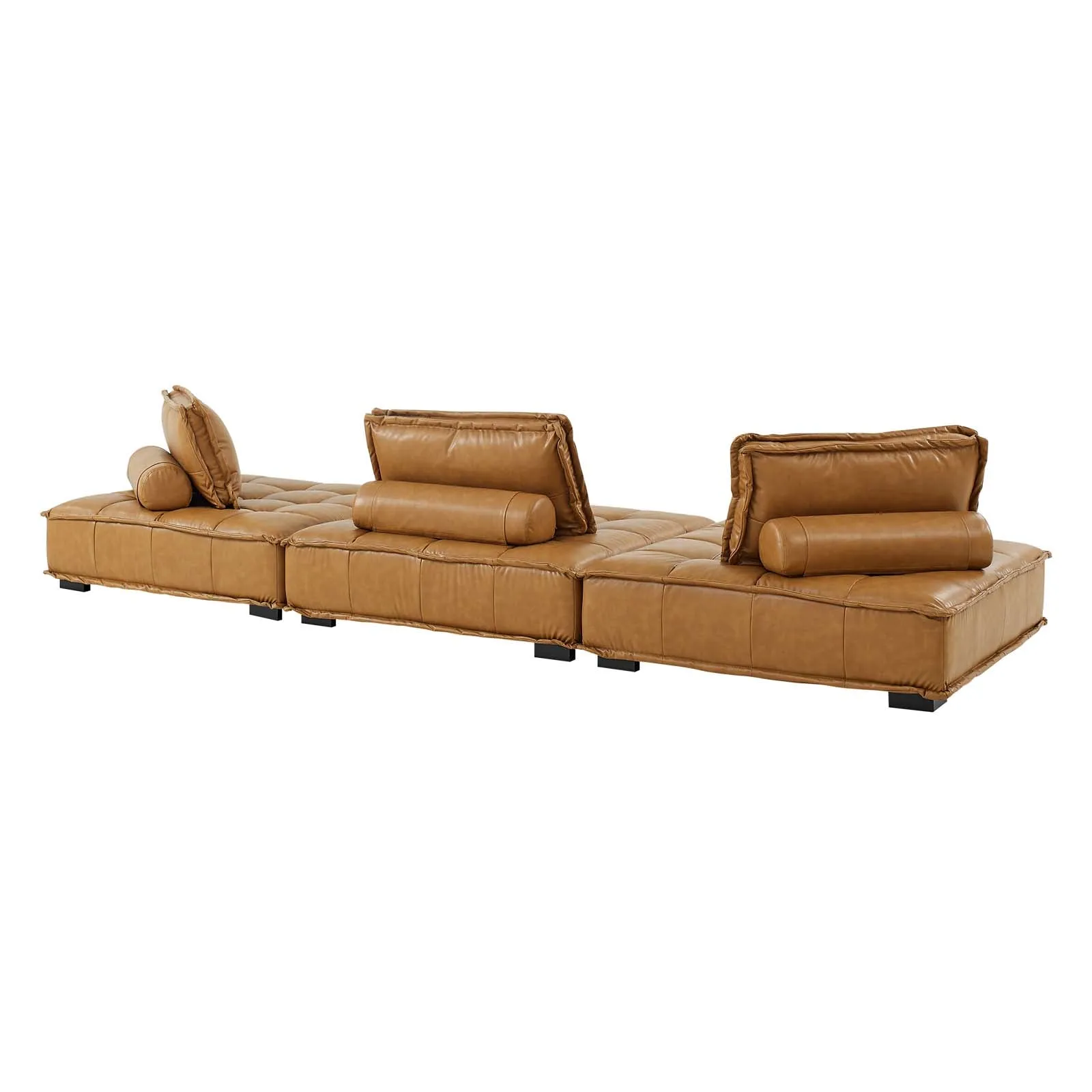 Saunter Tufted Vegan Leather Vegan Leather 3-Piece Sofa Tan EEI-5207-TAN