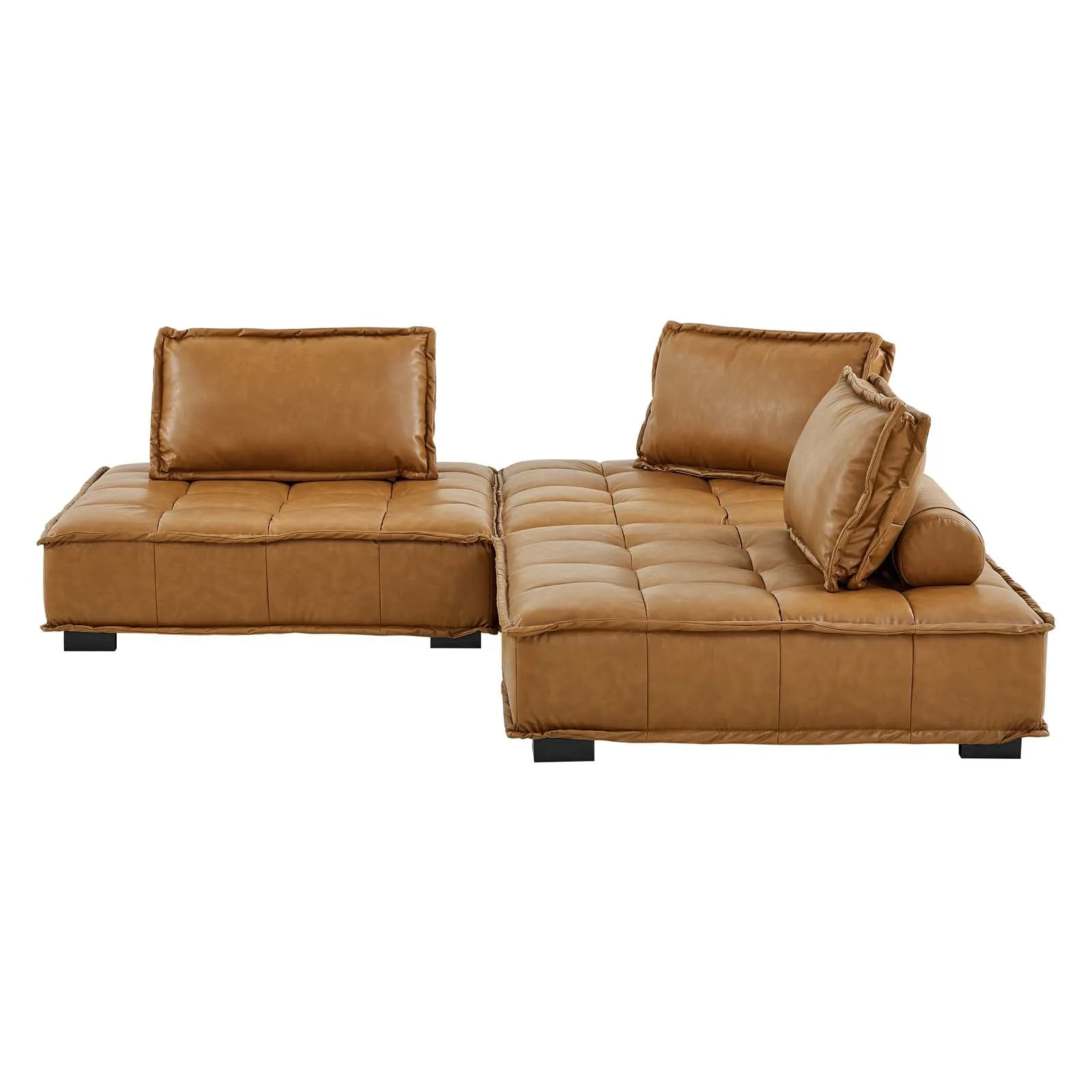 Saunter Tufted Vegan Leather Vegan Leather 3-Piece Sofa Tan EEI-5207-TAN