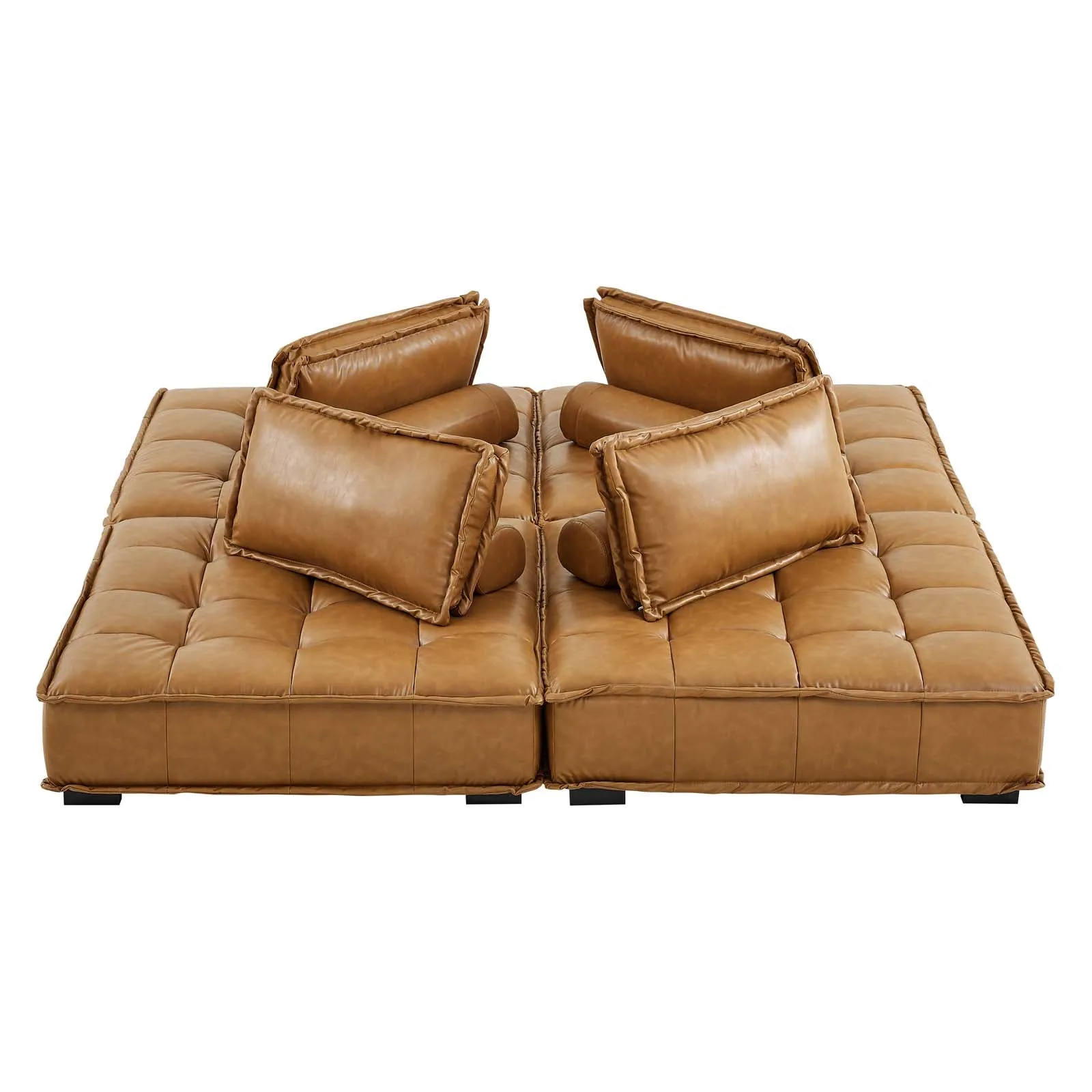 Saunter Tufted Vegan Leather Vegan Leather 4-Piece Sectional Sofa Tan EEI-5209-TAN