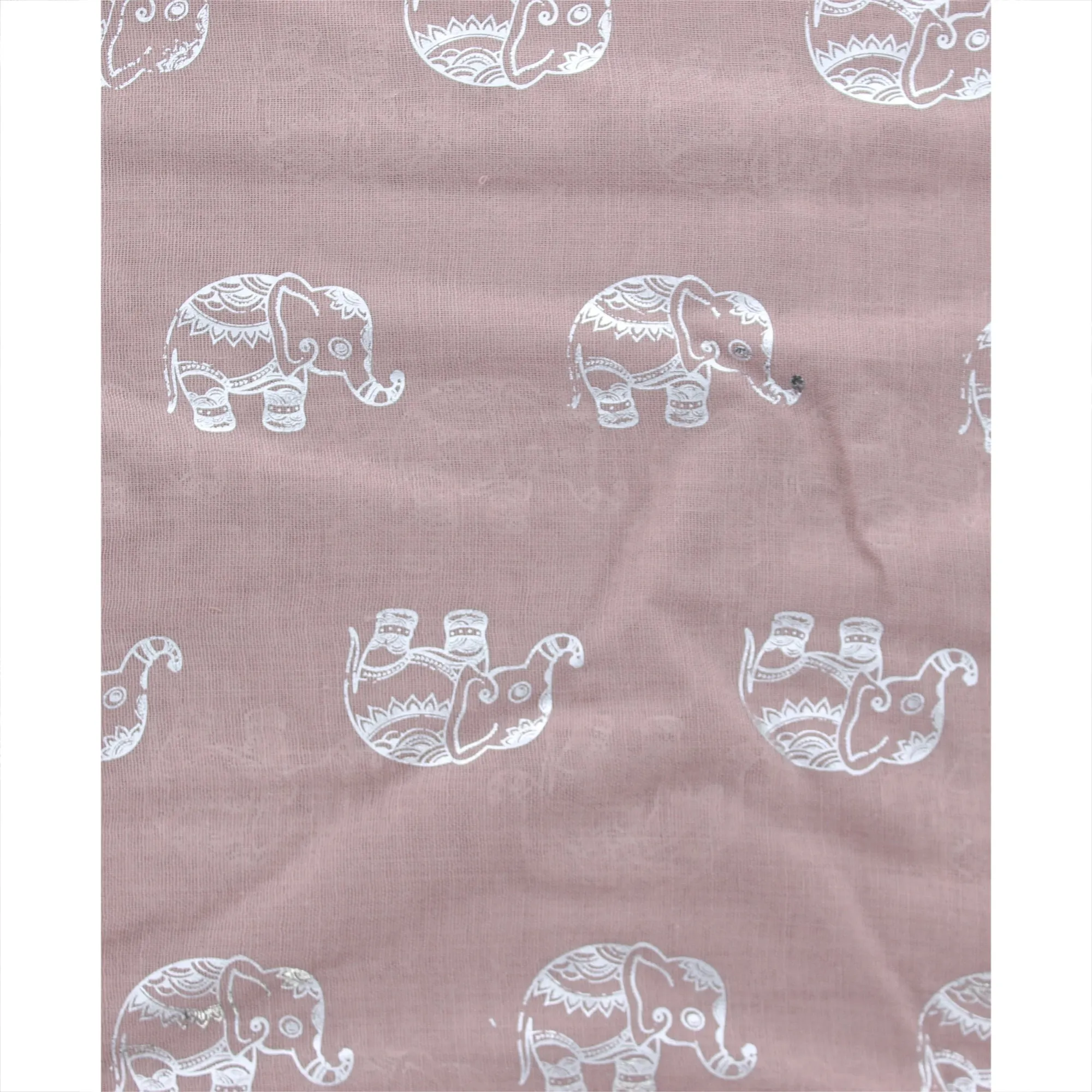 Scarf with Silver Foil Elephants