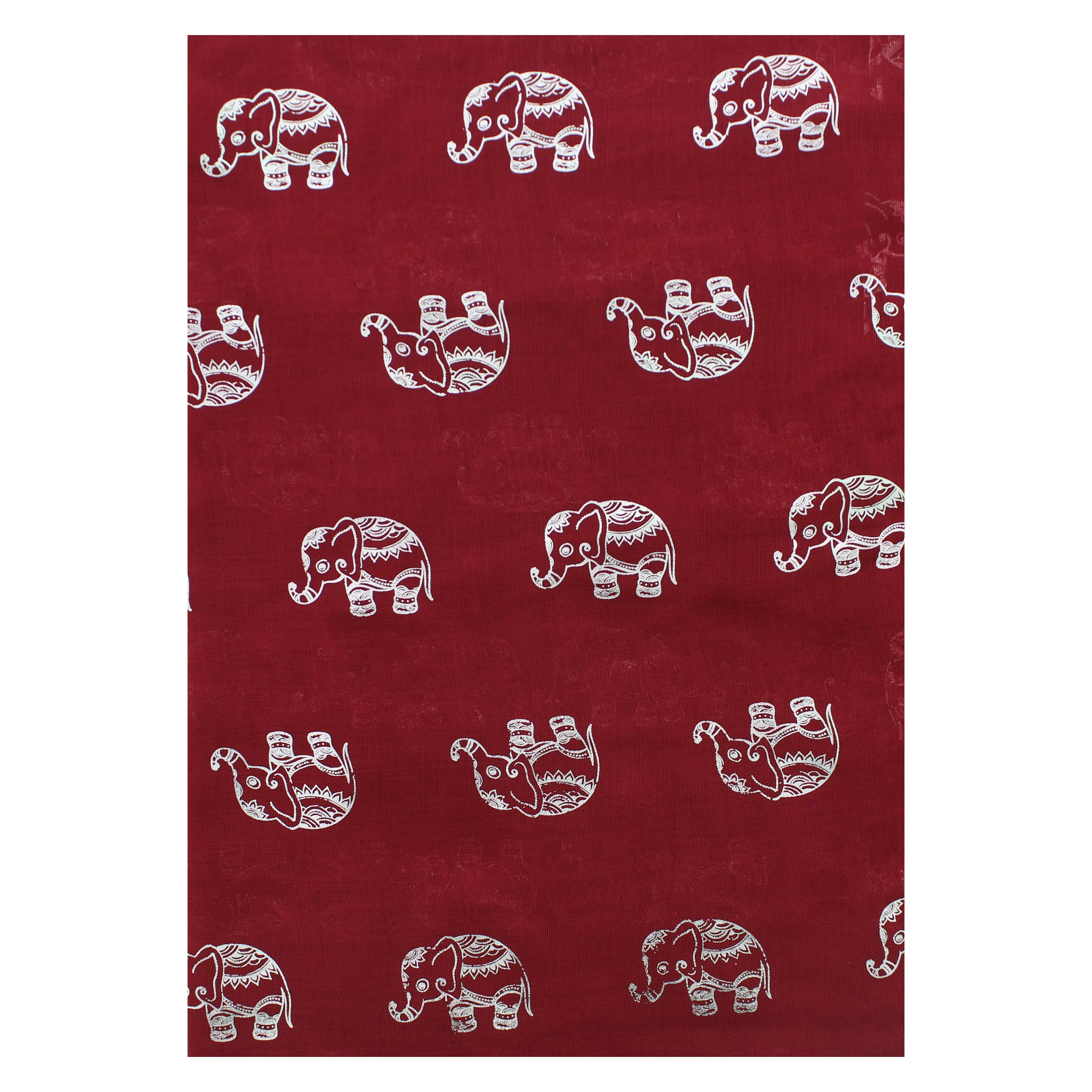 Scarf with Silver Foil Elephants